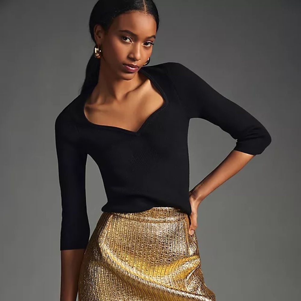 Anthropologie black sweetheart sweater